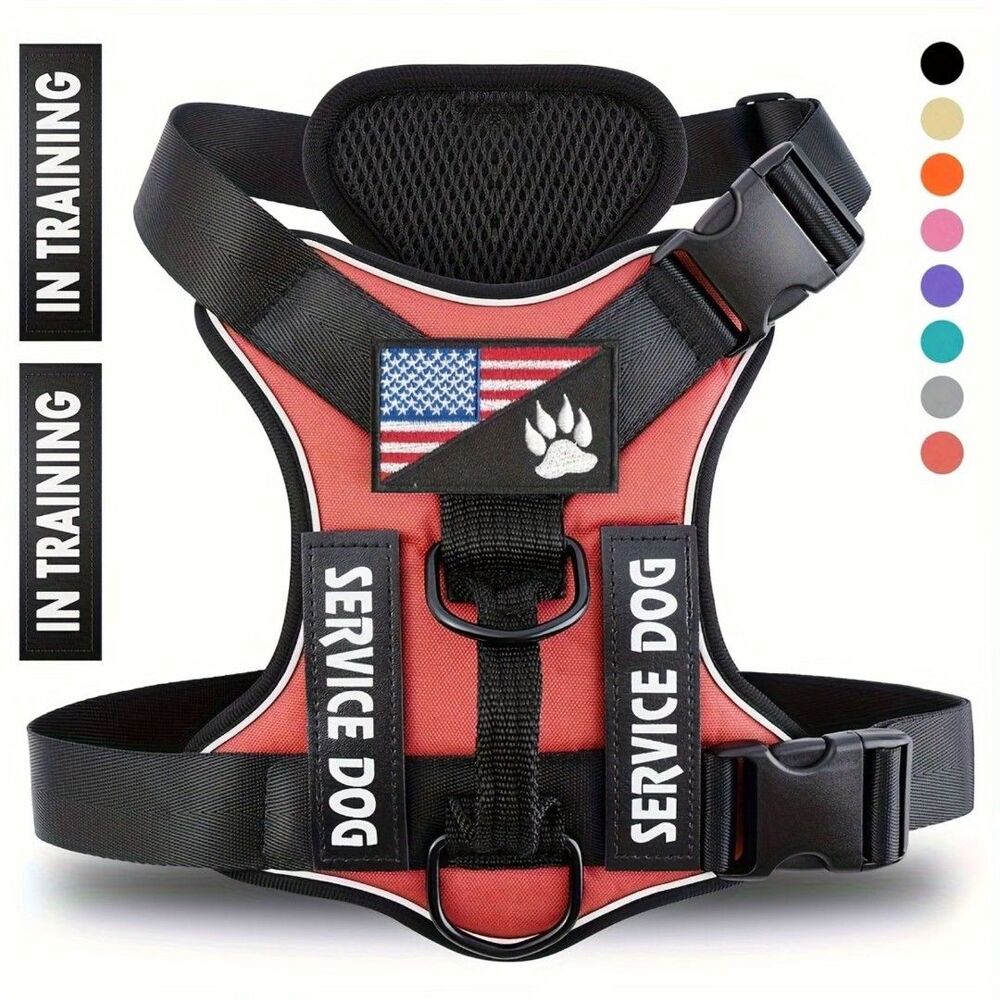 Adjustable RED Reflective SERVICE DOG  Harness Vest  For Small & Medium Pets